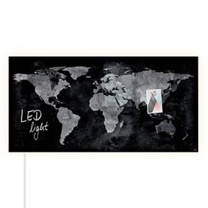 Afbeelding van Sigel SI-GL409 magnetisch glasbord wereldkaart | LED licht | 91 x 46 cm