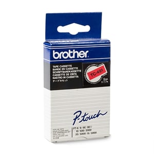 Afbeelding van Brother TC-491 tape zwart op rood 9mm x 7,7m (origineel)