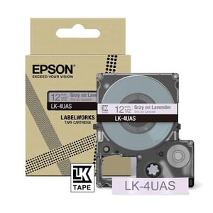 Afbeelding van Epson LK-4UAS tape grijs op lavendel 12 mm (origineel)