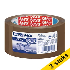 Afbeelding van Tesa Pack Strong verpakkingstape | bruin | 50 mm x 66 m | 3 rollen