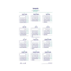 Afbeelding van Brepols jaarkalender op posterformaat | 40 x 60,5 cm | 4-talig | 2027