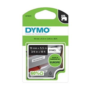 Afbeelding van DYMO S0718070 / 16960 tape zwart op wit 19mm (origineel)