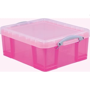 Afbeelding van Really Useful Box opbergdoos | polypropyleen | transparant roze | 18 liter