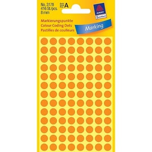 Afbeelding van Avery Zweckform 3178 markeringspunten | 8 mm | lichtoranje | 416 etiketten