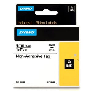 Afbeelding van DYMO S0718350 / 18111 IND Rhino tape niet-klevend zwart op wit 6mm (origineel)