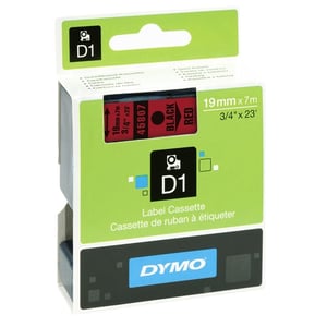 Afbeelding van DYMO S0720870 / 45807 tape zwart op rood 19mm (origineel)