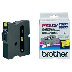 Afbeelding van Brother TX-641 tape zwart op geel 18mm x 15m (origineel)