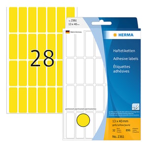 Afbeelding van Herma 2361 multifunctionele etiketten | 13 x 40 mm | geel | 896 etiketten