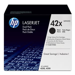 Afbeelding van HP 42XD (Q5942XD) toner cartridge zwart hoge capaciteit 2 stuks (origineel)