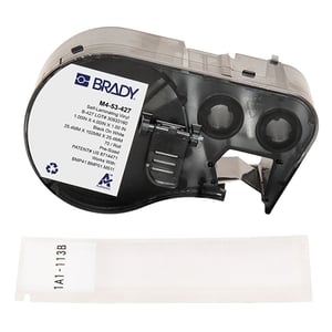 Afbeelding van Brady M4-53-427 gelamineerde vinyl labels | wit op transparant | 25,4 mm x 102 mm