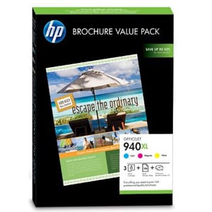 Afbeelding van HP 940XL inkt cartridge 3-kleuren +100 A4 glossy paper