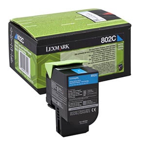 Afbeelding van Lexmark 80C20C0 nr. 802C toner cartridge cyaan lage capaciteit (origineel)
