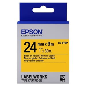 Afbeelding van Epson LK-6YBP tape zwart op pastel geel 24mm (origineel)