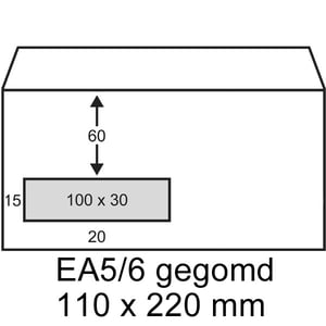 Afbeelding van Raadhuis dienstenvelop | gegomd | C5 | venster links | 110mm x 220mm | 500 stuks
