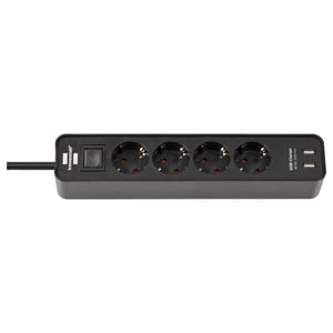 Afbeelding van Brennenstuhl 1153240006 stekkerdoos | 4 stopcontacten | 2 USB-poorten | met schakelaar | 1.5 meter | zwart