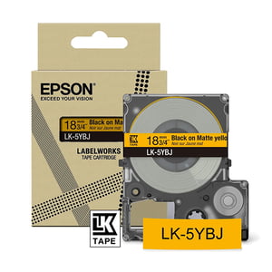 Afbeelding van Epson LK-5YBJ matte tape zwart op geel 18 mm (origineel)