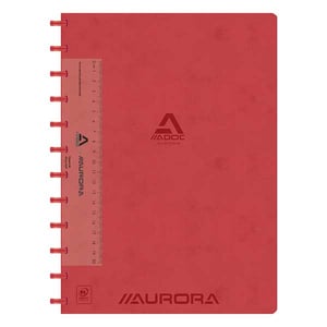 Afbeelding van Aurora 6811.744R Adoc schrift met liniaal | A4 | gelinieerd | 90 gr. | 72 vel | rood