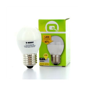 Afbeelding van Q-Nomic E27 LED-lamp | DIMBAAR | 4.4W (25W) | warm wit | kogelmodel