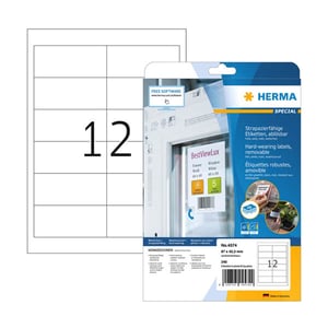 Afbeelding van Herma 4574 verwijderbare folie etiketten | weerbestendig | A4 | 97 x 42,3 mm | wit | 240 etiketten