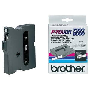 Afbeelding van Brother TX-211 tape zwart op wit 6mm x 15m (origineel)