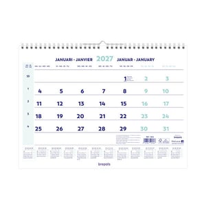 Afbeelding van Brepols maandkalender met spiraal | 43 x 31,5 cm | 4-talig | 2027