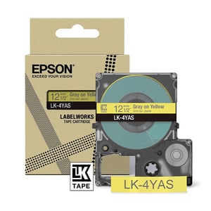 Afbeelding van Epson LK-4YAS tape grijs op geel 12 mm (origineel)