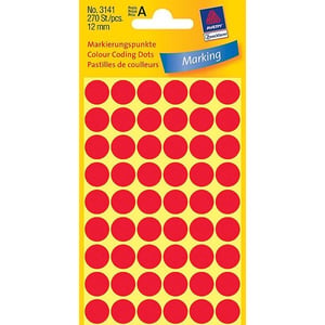 Afbeelding van Avery Zweckform 3141 markeringspunten | 12 mm | rood | 270 etiketten