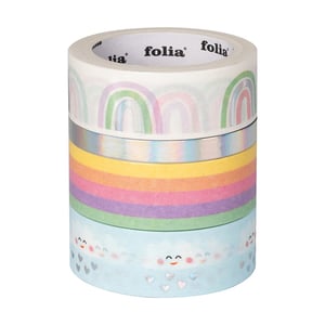 Afbeelding van Folia hotfoil washi tape | rainbow clouds | 5 meter | 4 stuks