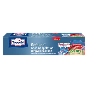Afbeelding van Toppits diepvrieszakken met zip-sluiting | 3 liter | 15 stuks
