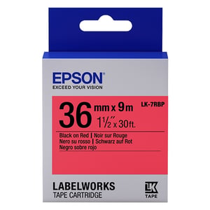 Afbeelding van Epson LK-7RBP tape zwart op pastel rood 36mm (origineel)