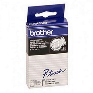 Afbeelding van Brother TC-195 tape wit op transparant 9mm x 7,7m (origineel)