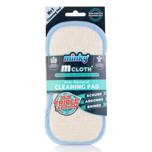 Afbeelding van Minky Triple Action schoonmaakpad | Anti-Bacterieel | Blauw-wit