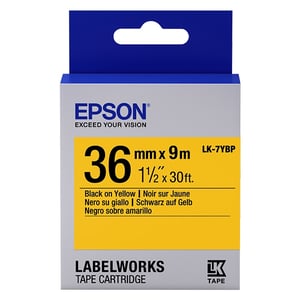 Afbeelding van Epson LK-7YBP tape zwart op pastel geel 36mm (origineel)