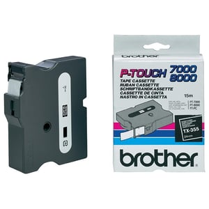 Afbeelding van Brother TX-355 tape wit op zwart 24mm x 15m (origineel)