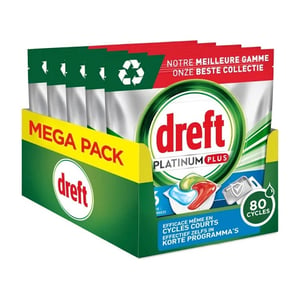 Afbeelding van Dreft All-in-One Platinum Plus vaatwastabletten | Deep Clean | 80 stuks