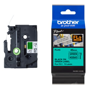Afbeelding van Brother Fle-7511 vlagtape zwart op groen 21 mm (origineel)