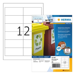 Afbeelding van Herma 4597 inkjet etiketten | weerbestendig | A4 | 97 x 42,3 mm | wit | 480 etiketten