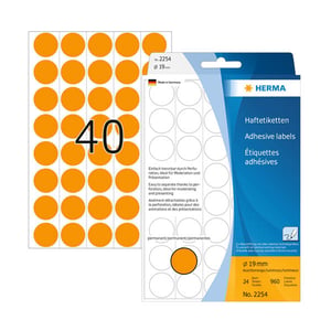 Afbeelding van Herma 2254 markeringspunten | 19 mm | fluor-oranje | 960 etiketten