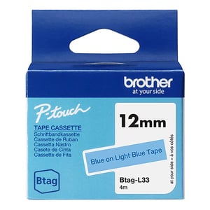 Afbeelding van Brother Btag-L33 niet-gelamineerde tape blauw op lichtblauw 12 mm (origineel)