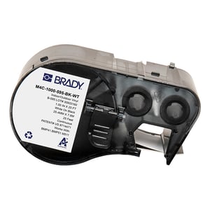 Afbeelding van Brady M4C-1000-595-BK-WT vinyl labels wit op zwart | 25,40 mm x 7,62 m (origineel)