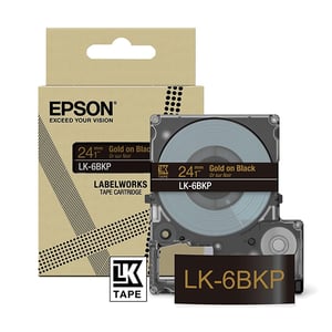 Afbeelding van Epson LK-6BKP tape goud op metallic zwart 24 mm (origineel)