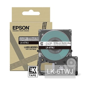 Afbeelding van Epson LK-6TWJ matte tape wit op transparant 24 mm (origineel)