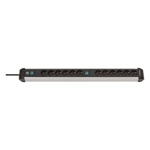 Afbeelding van Brennenstuhl 1391030200 Premium-Alu-Line stekkerdoos | 12 stopcontacten | met schakelaar | 3 meter | zwart/grijs