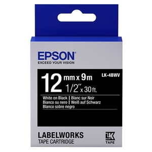 Afbeelding van Epson LK-4BWV levendige tape wit op zwart 12mm (origineel)