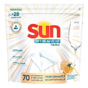 Afbeelding van Sun Optimum All-in 1 Vaatwascapsules | Pure Oranjebloesem & Marseille | 28 tabs