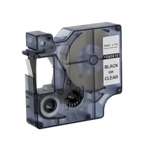 Afbeelding van DYMO S0720770 / 43610 tape zwart op transparant 6mm (huismerk)