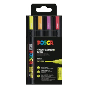 Afbeelding van Posca PC-5M verfmarkerset fluo | 1,8 – 2,5 mm | rond | 4 stuks