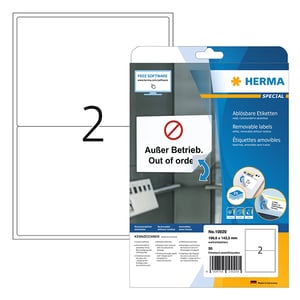 Afbeelding van Herma 10020 verwijderbare etiketten | A4 | 199,6 x 143,5 mm | wit | 50 etiketten