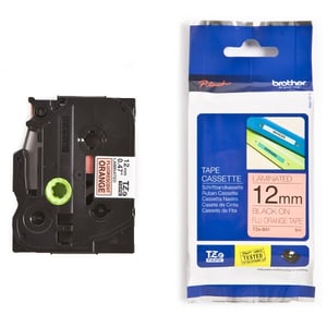 Afbeelding van Brother TZe-B31 tape zwart op fluorescerend oranje 12mm x 5m (origineel)