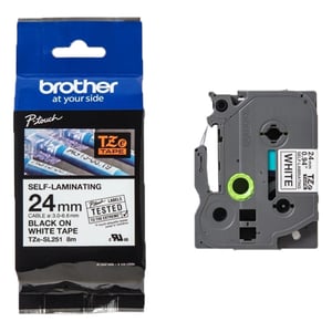 Afbeelding van Brother TZe-SL251 zelflaminerend tape zwart op wit 24 mm (origineel)